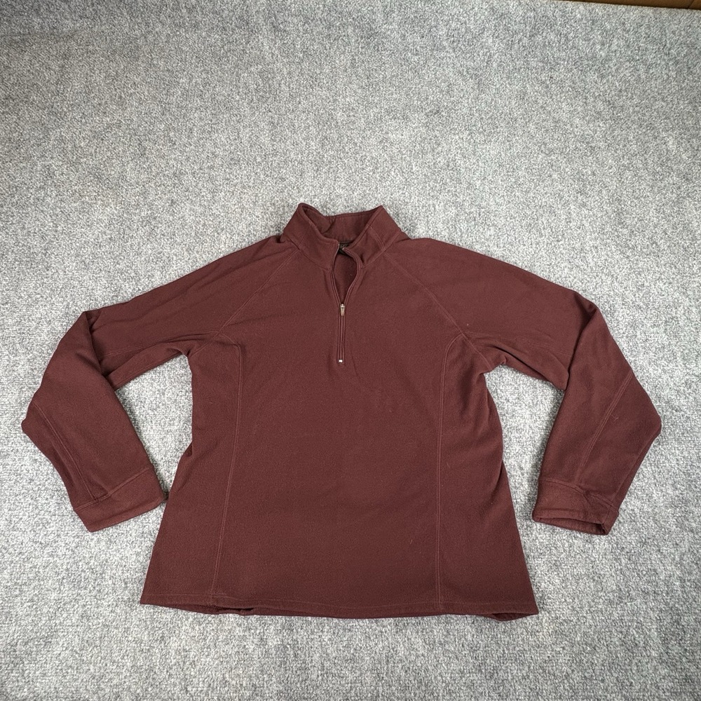 VTG Y2K REI Fleece Jacket Womens L Maroon Back Zip Pocket Hiking Biking Gorpcore